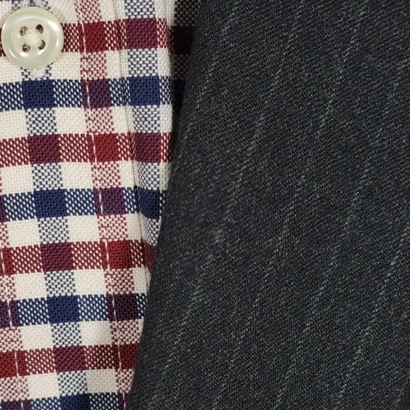 JOS A BANK Men's Flannel Sport Coat Two Button Black‎ Striped Wool Cashmere 43R